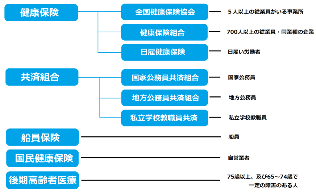 5種類の公的医療保険とその加入者の違いをわかりやすく解説 社会保障 と 民間保険
